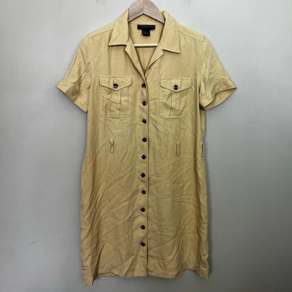 Metropolitan New York 10001 • Yellow Silk Mini Button Down Dress - Picture 1 of 5